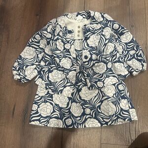 Janie And Jack Parisian Chic Girls Rose Blue And White Jacket and dress Size 2T